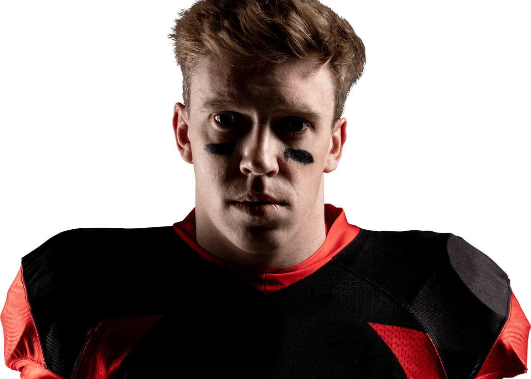 Transparent Background Portrait of Determined American Football Player