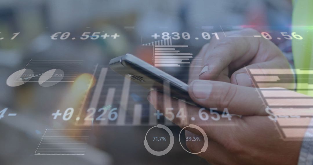 Caucasian Businessman Handling Financial Data on Smartphone