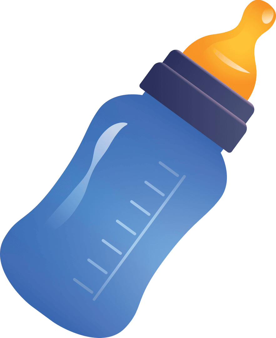 Blue Baby Bottle Icon on Transparent Background