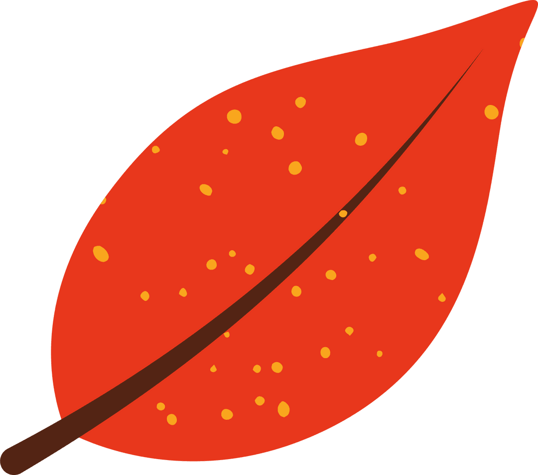 Red Leaf with Yellow Spots Illustration on Transparent Background
