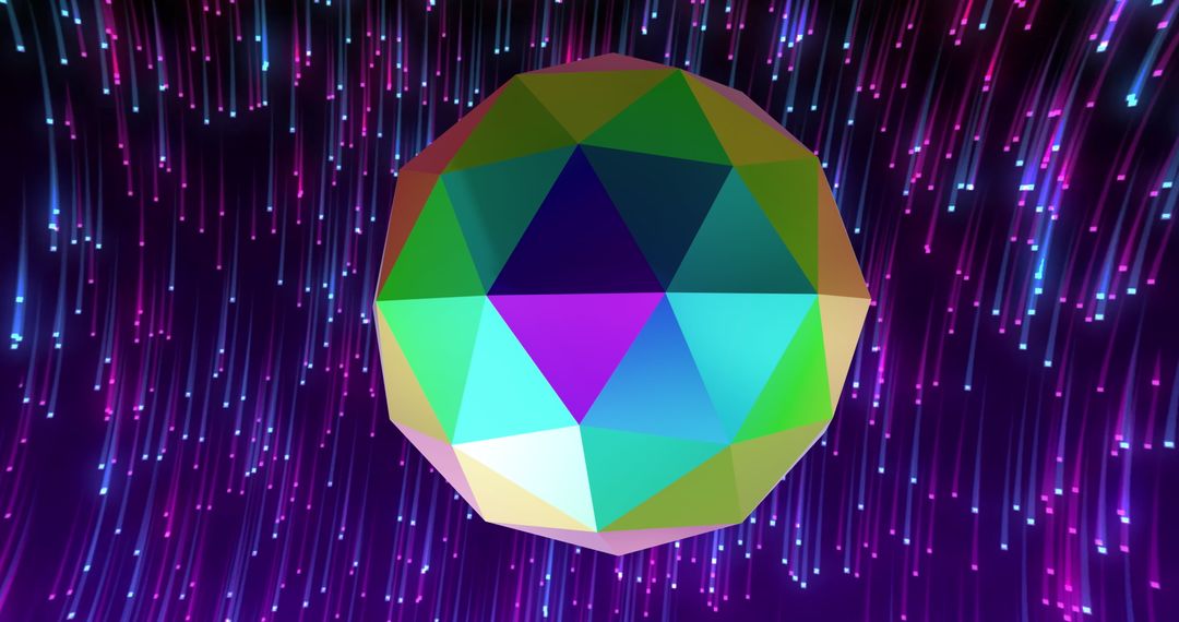 3D Multicolored Geometric Shape with Neon Light Trails