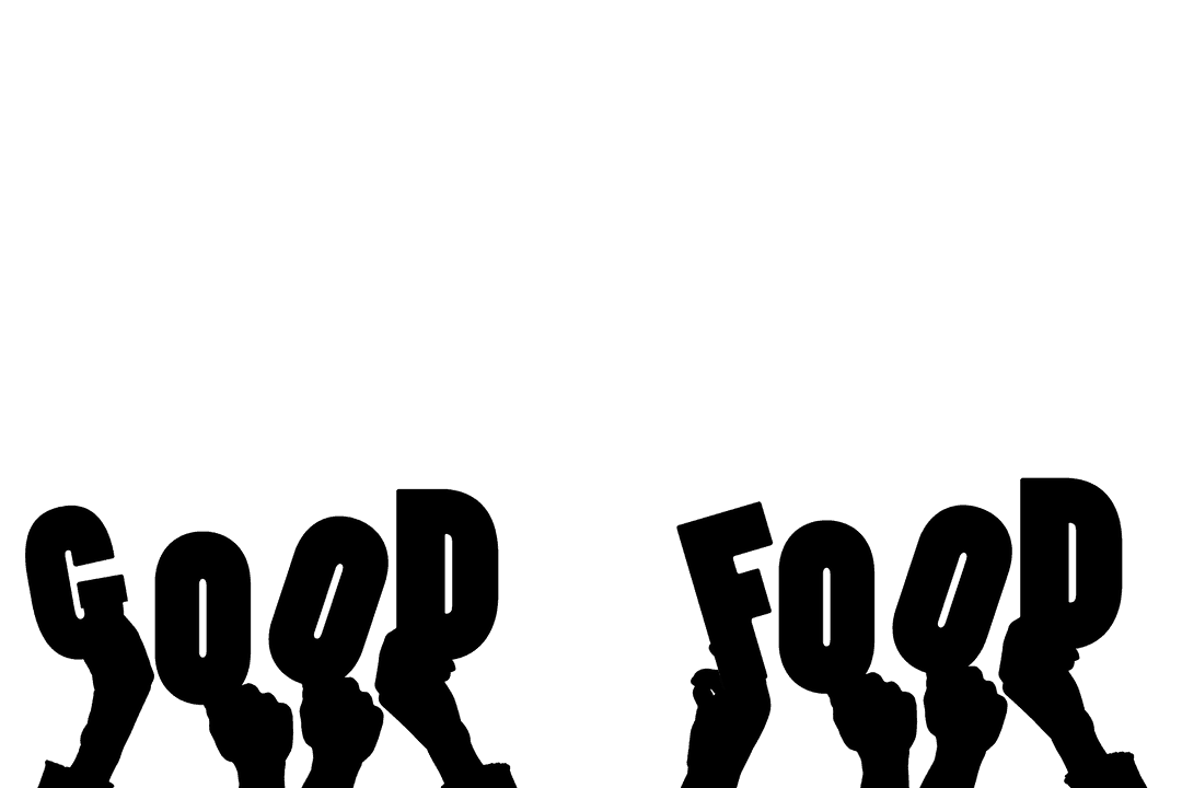 Hands Holding Good Food Text on Transparent Background