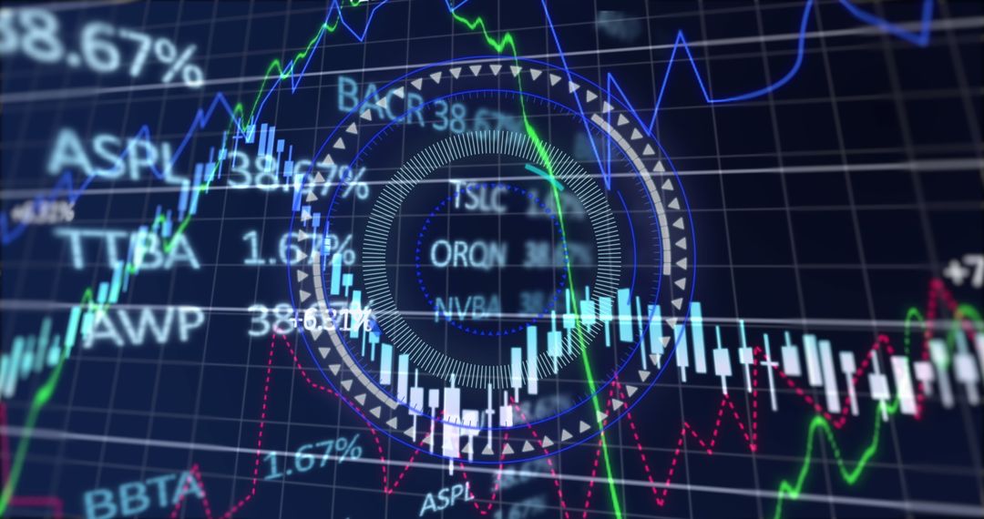 Futuristic Financial Digital Display with Security System Scan Interface