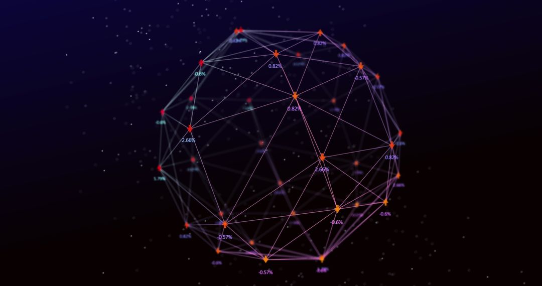 Glowing Digital Network Sphere with connected nodes in futuristic cyberspace