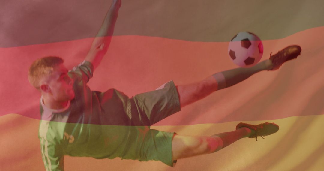 German Flag Overlapped on Soccer Kick Action