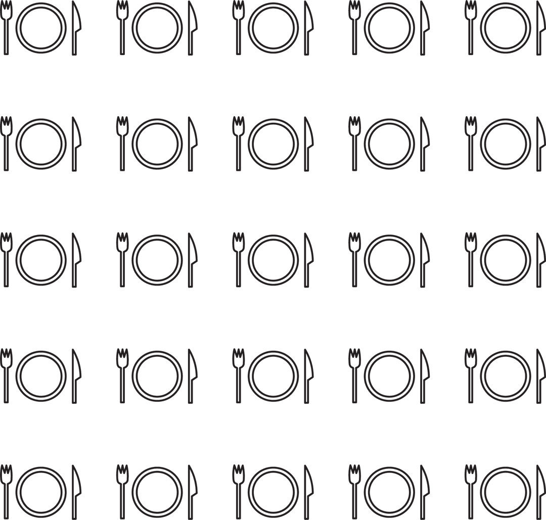 Seamless Dining Set Pattern on Transparent Background