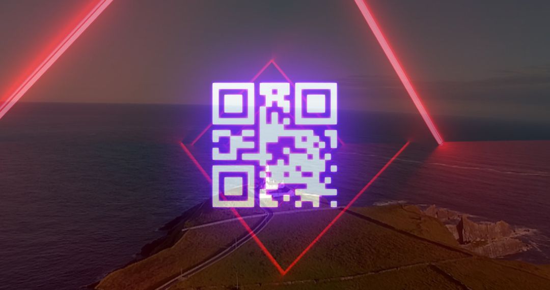 Futuristic QR Code with Neon Accents
