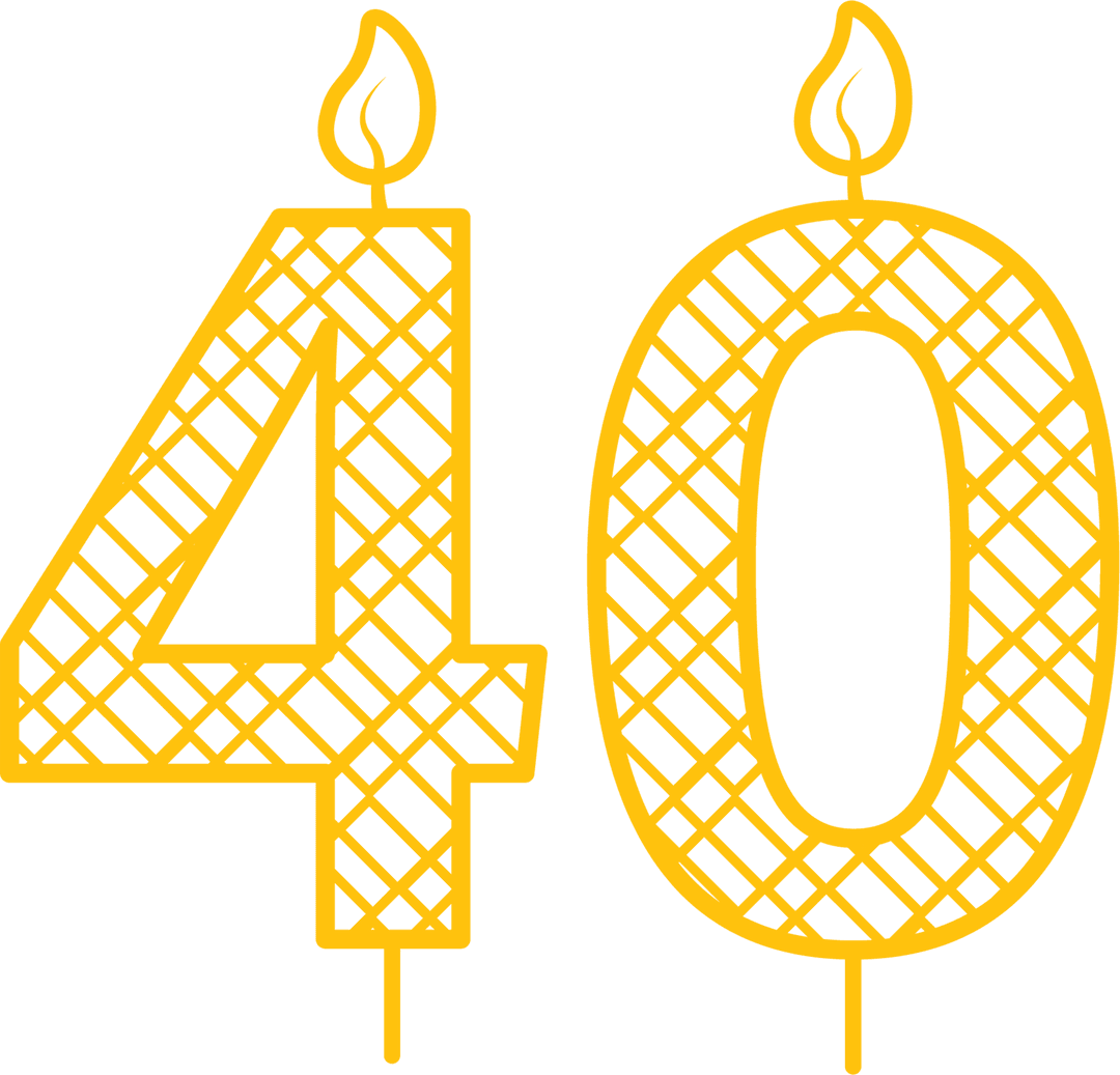 Transparent Number 40 Candle Illustration on Clear Background