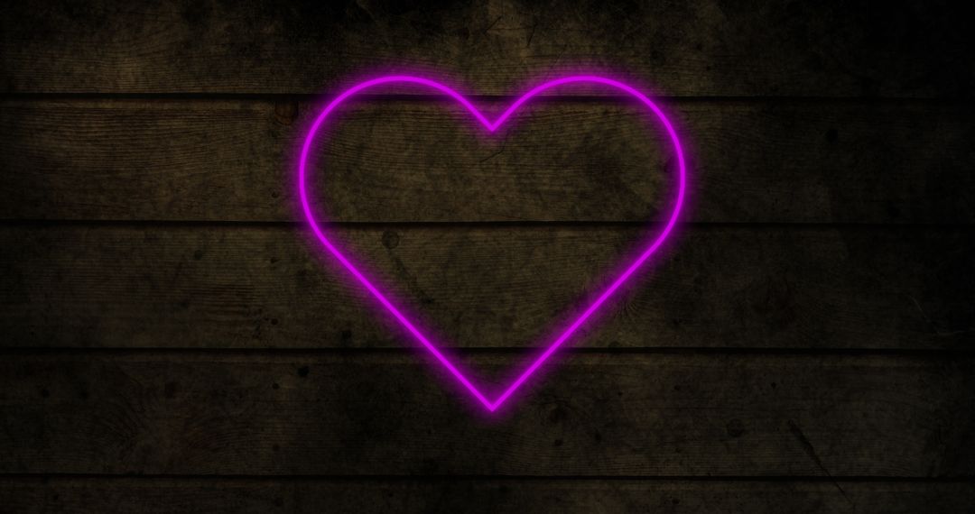 Bright Neon Heart Glowing Against Rustic Wooden Background - Free Images, Stock Photos and Pictures on Pikwizard.com