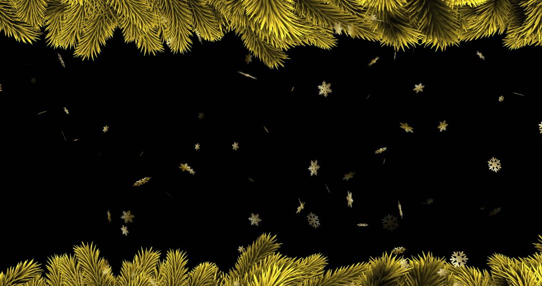 Golden Christmas Snowflakes with Tree Branch Border