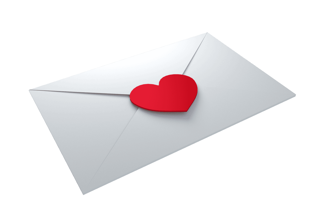 Envelope with Heart on Transparent Background for Love Communication Concept