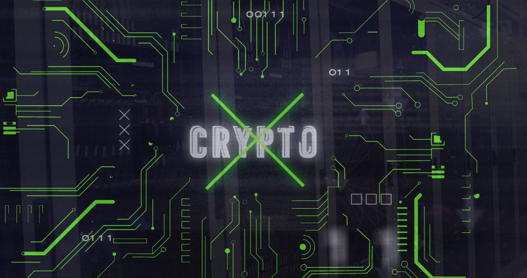 Futuristic Crypto Data Processing in Server Room Concept