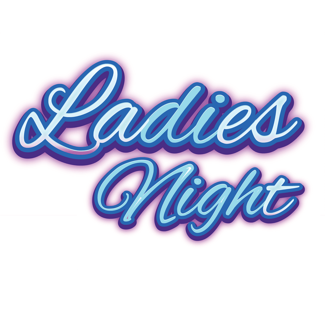 Elegant Blue Ladies Night Text on Transparent Background for Party