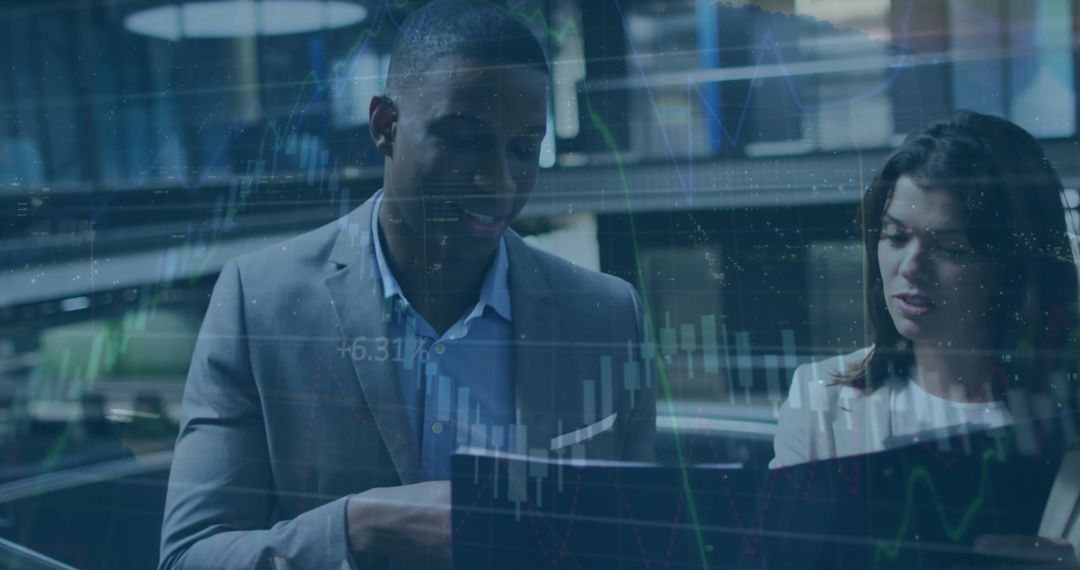 Diverse Business Professionals Collaborating on Financial Analysis