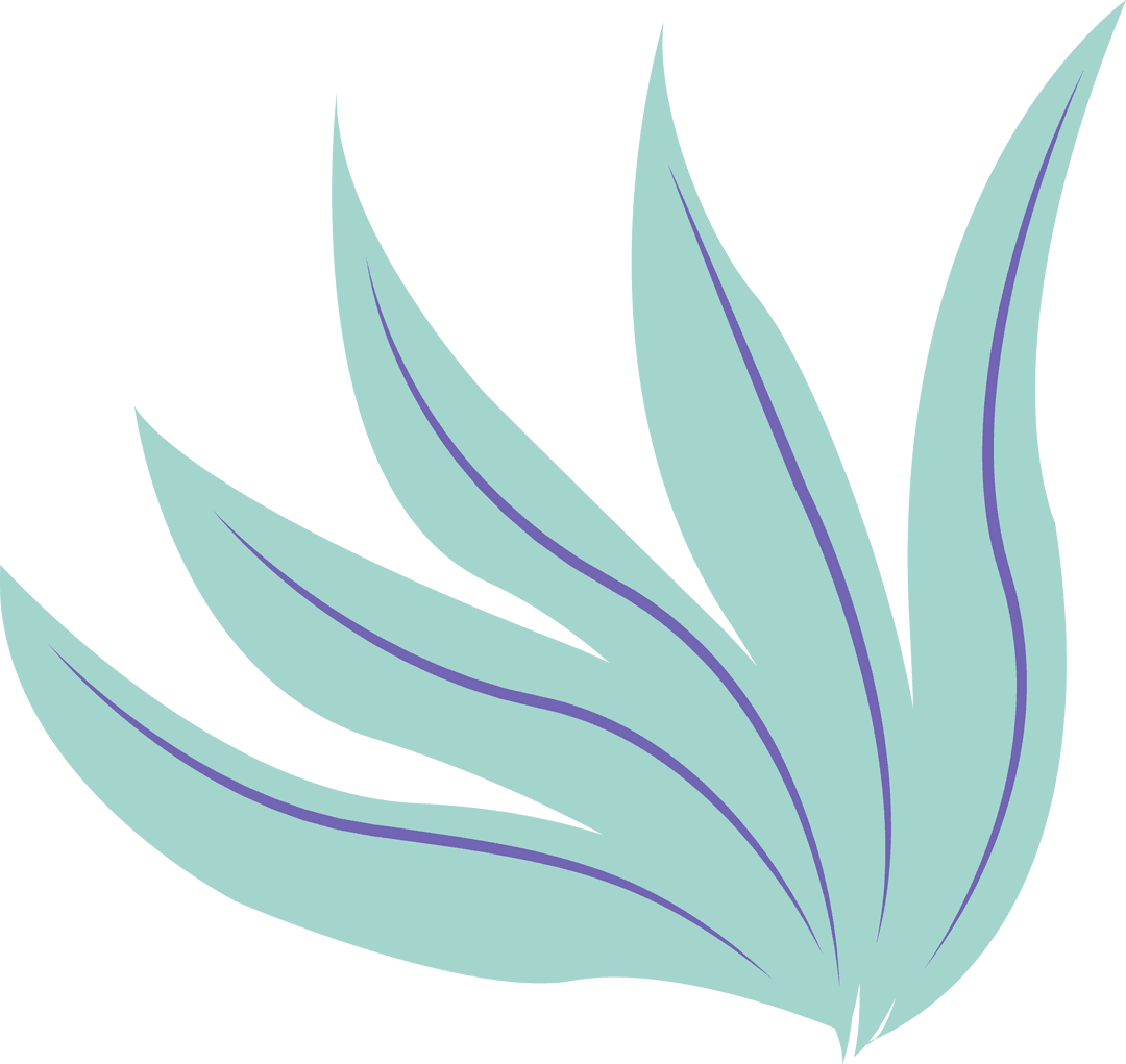 Purple Striped Abstract Leaf Fan on Transparent Background