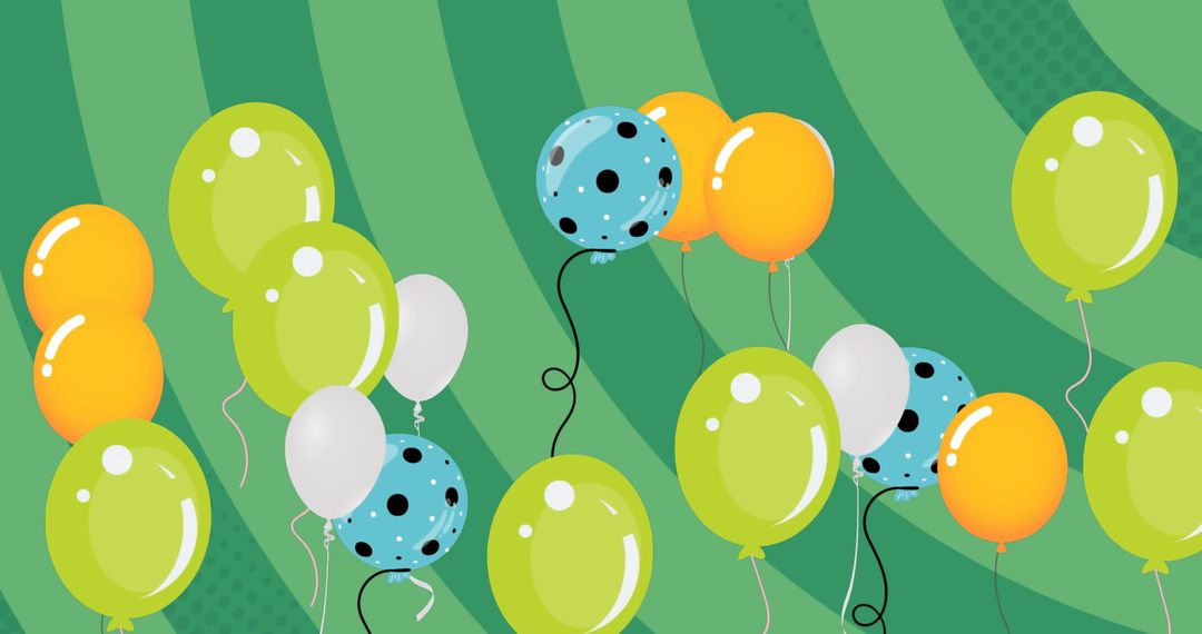 Colorful Balloons Flying Against Green Background in Celebration Theme - Free Images, Stock Photos and Pictures on Pikwizard.com