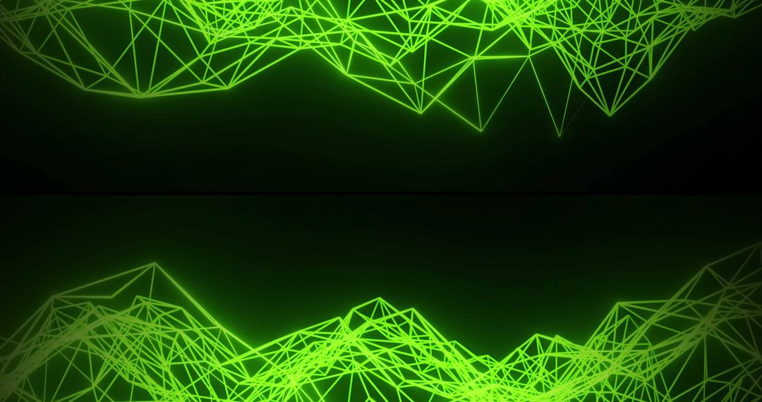 Abstract Green Neon Lines and Geometric Network on Black