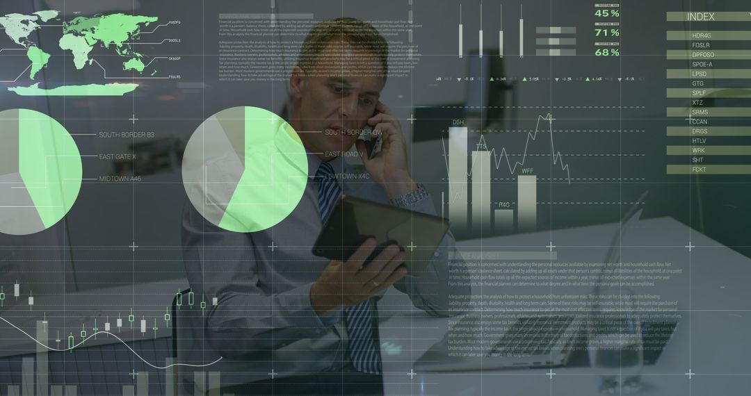 Senior Businessman Analyzing Data on Smartphone and Tablet