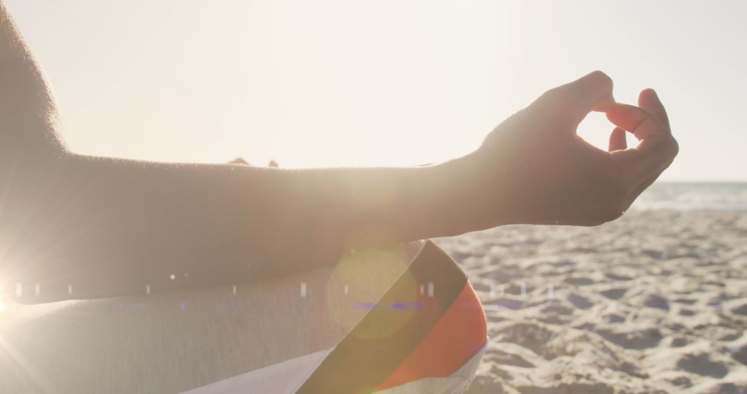 Peaceful Meditation on Sandy Beach at Sunset