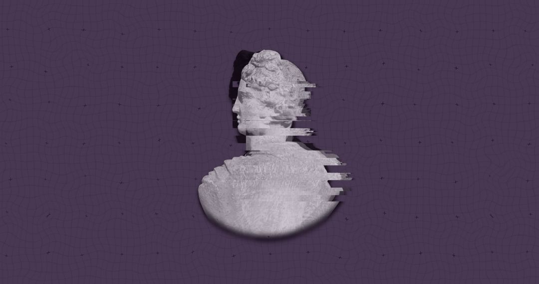 Digital Glitch Effect on Marble Sculpture Bust