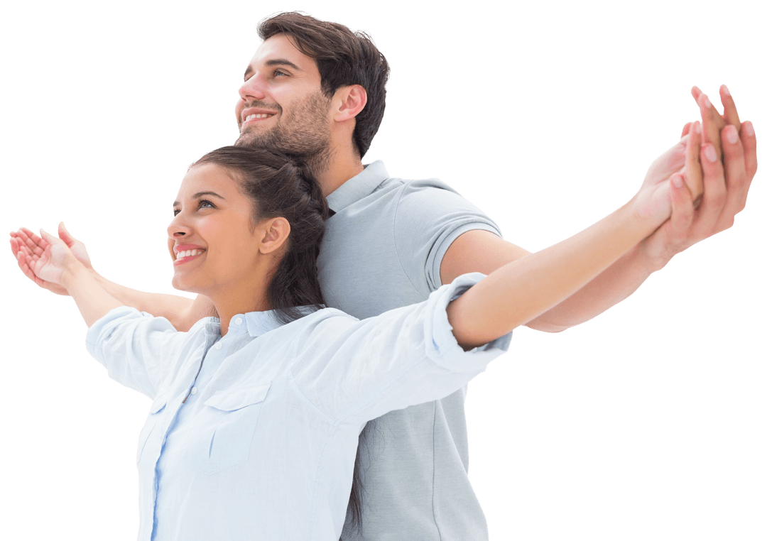 Transparent Loving Couple with Arms Outstretched in Embrace
