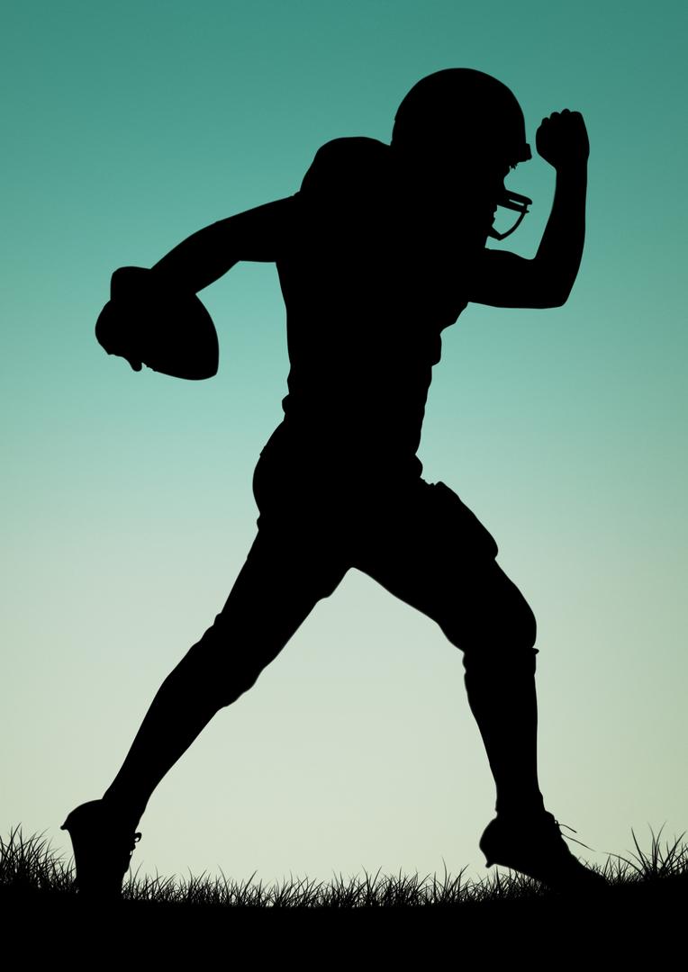 Silhouette of Rugby Player Running with Ball at Sunset - Free Images, Stock Photos and Pictures on Pikwizard.com