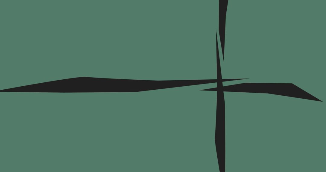 Minimalist Abstract Design with Dynamic Black Lines on Green