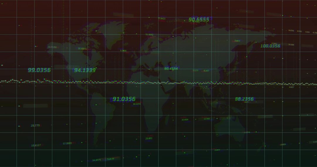 Equirectangular Map Displaying Equatorial Telemetry Trace, Neon Grid and Glowing Labels