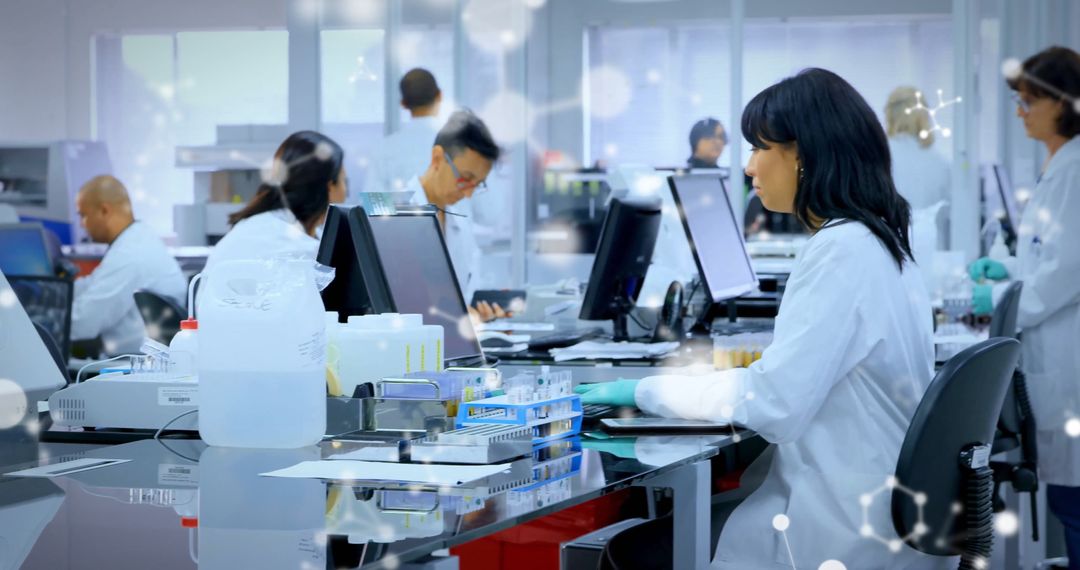 Modern Laboratory with Diverse Scientists and Digital Interface