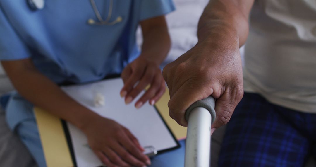 Healthcare Worker Assisting Senior with Walking Aid at Home - Free Images, Stock Photos and Pictures on Pikwizard.com