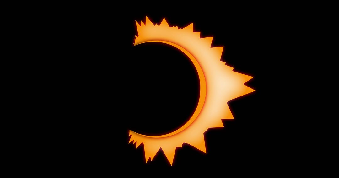 Dynamic Glowing Orange Circle with Flames on Black Background