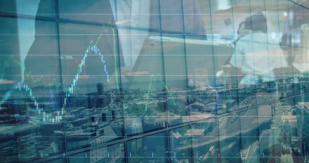 Digital Finance Concept with Graph Overlay on Cityscape