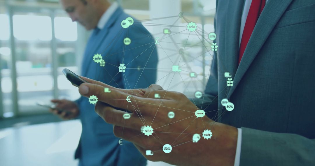 Businessman Interacting with Digital Global Network Interface