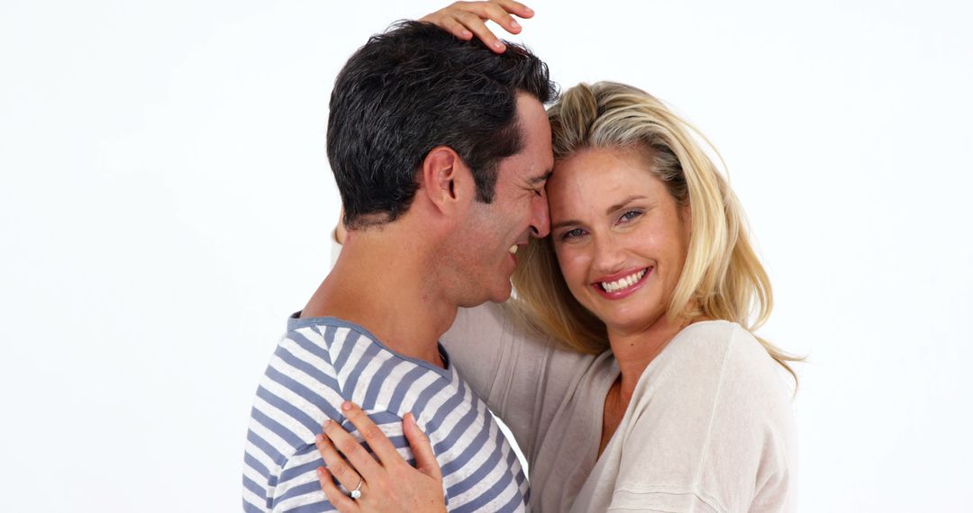 Smiling Couple Embracing with Affectionate Connection