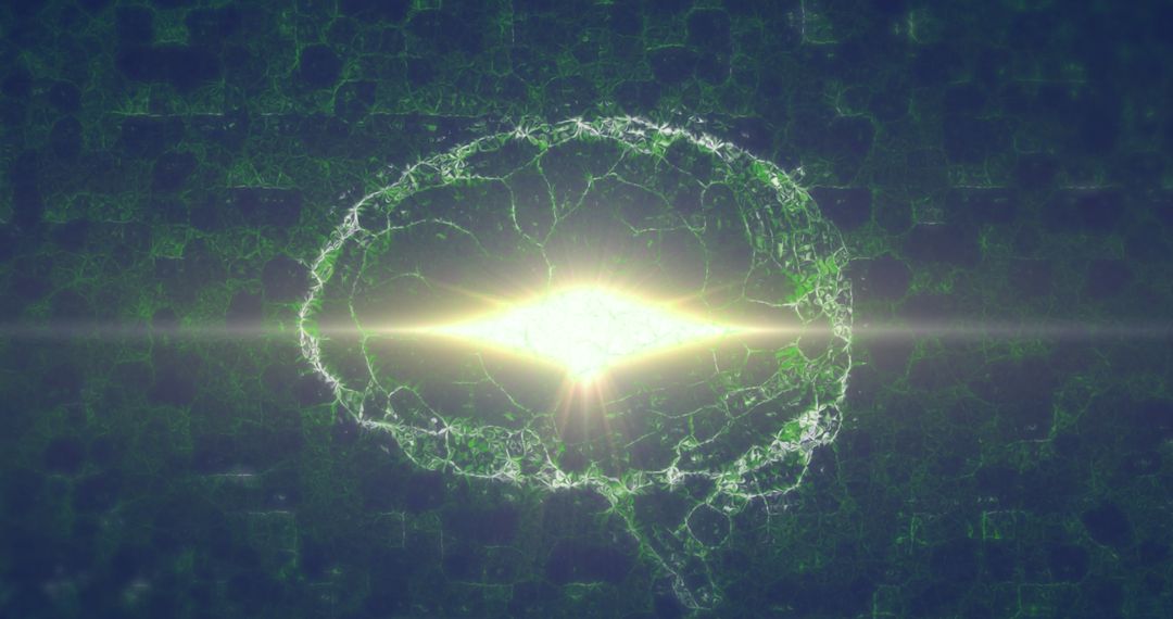 Abstract Digital Brain Illustration with Light Trails