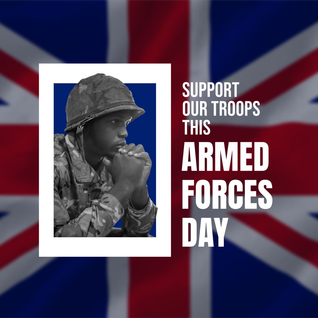 Support Our Troops Poster with UK Flag and Soldier