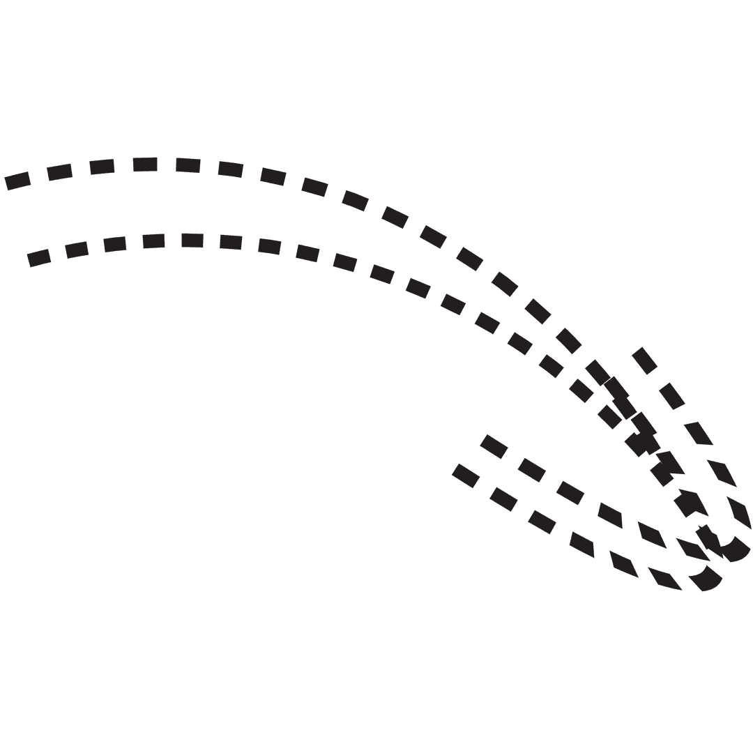 Curved Dashed Arrow Indicating a Downward Movement on Transparent Background