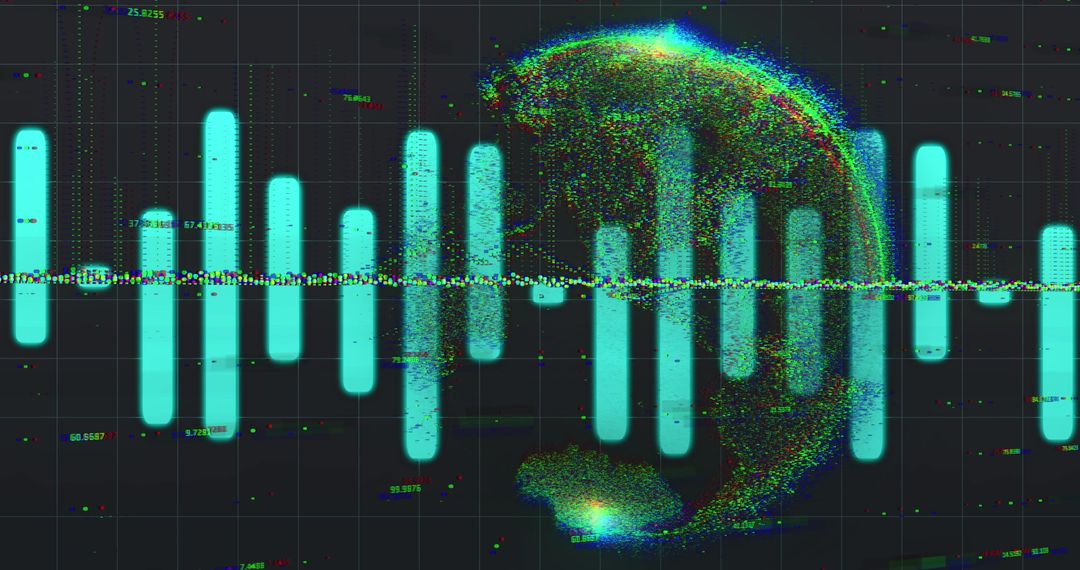 Abstract Globe with Digital Soundwave and Data Visualization