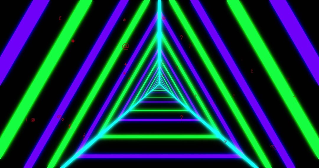 Vibrant Tunneling Triangles with Neon Glow Effect
