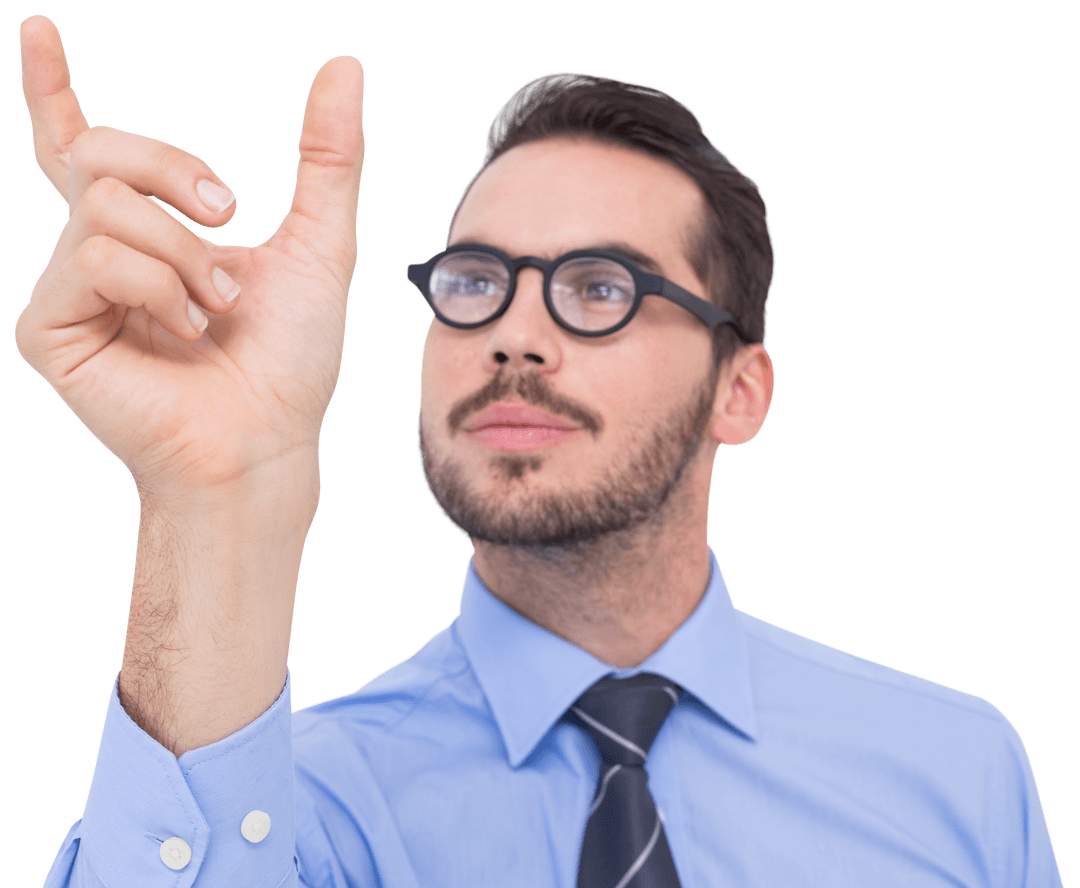 Smart Businessman Strategically Measuring With Transparent Gesture