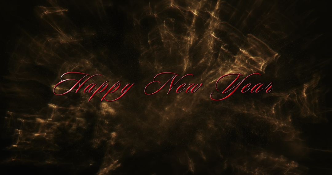Elegant Happy New Year Red Text on Golden Sparks