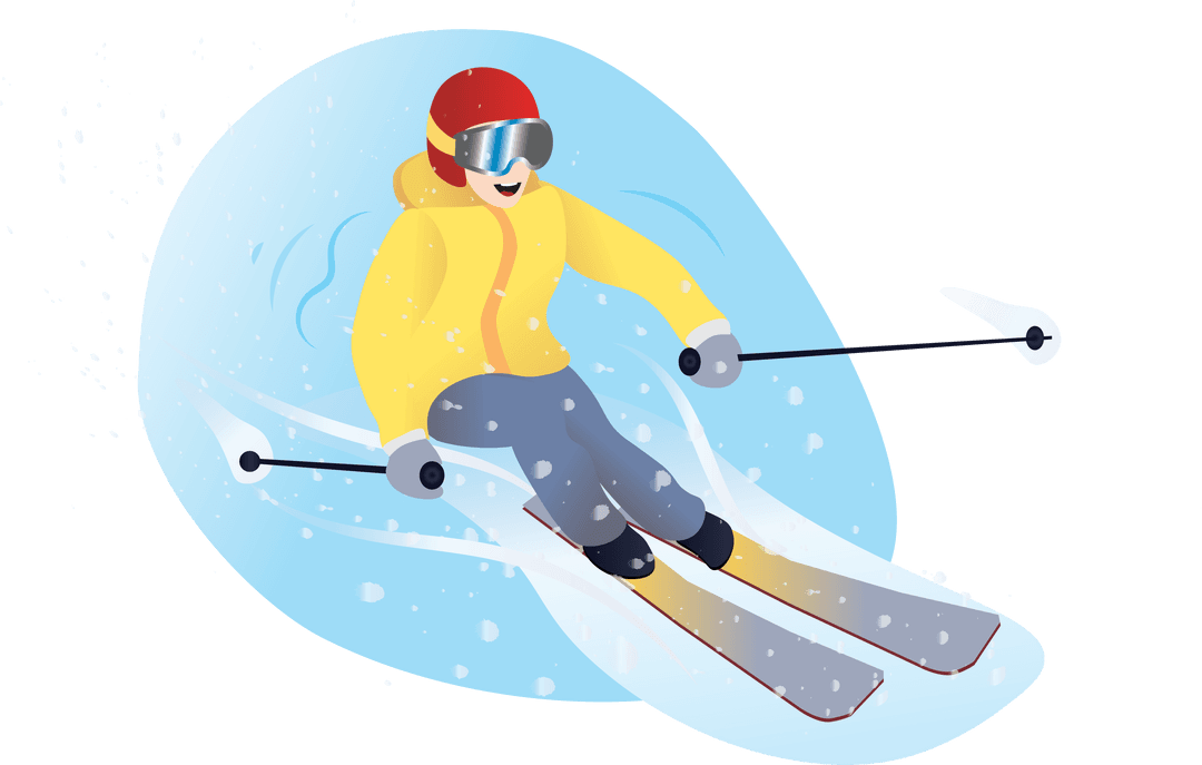 Exciting Digital Skiing Adventure on Transparent Background