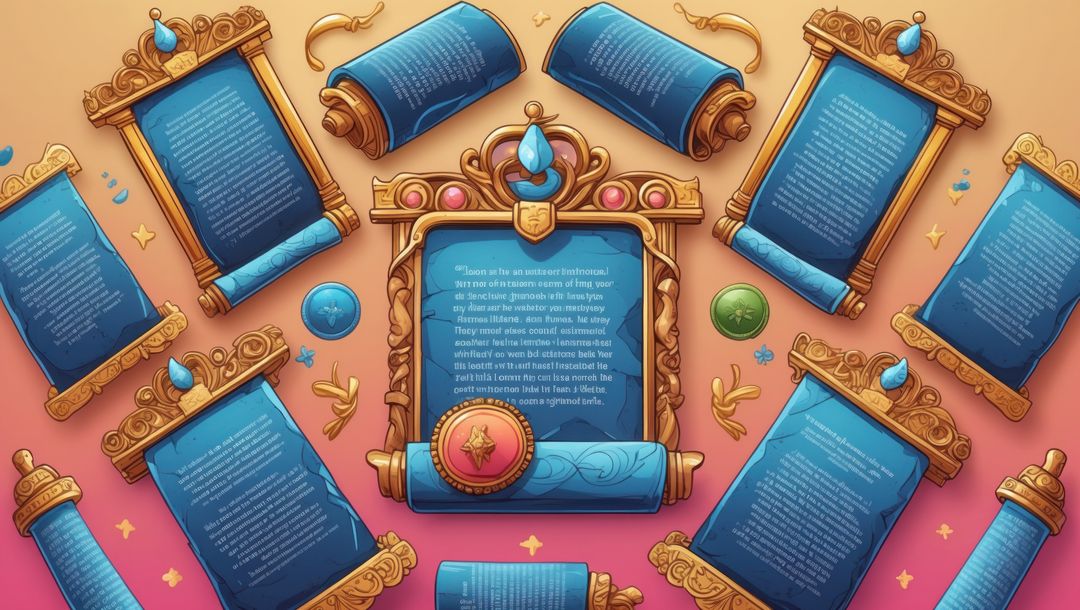 Ornate Digital Scrolls with Filigree and Gems on Warm Gradient