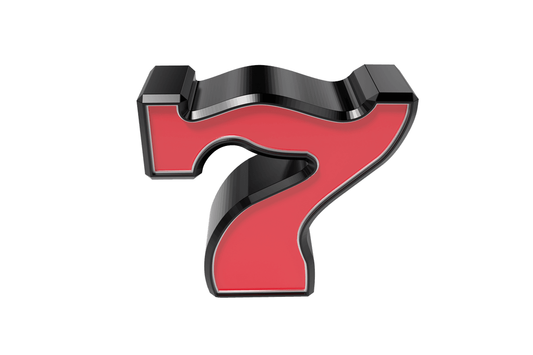 3D Red Number Seven with Transparent Background