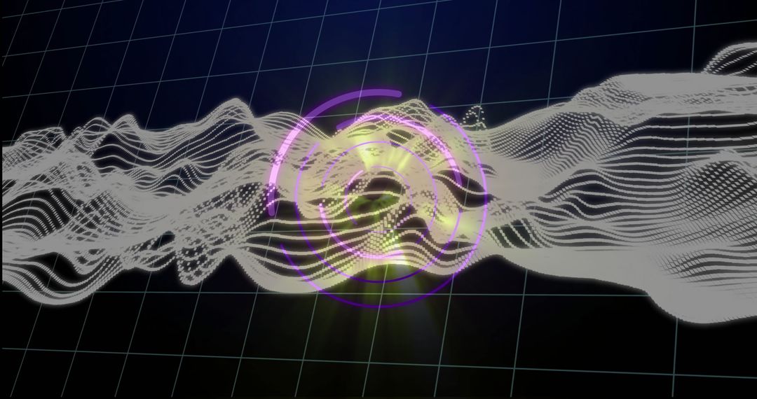 Futuristic 3D Grid with Pulsing Wave and Light Effects