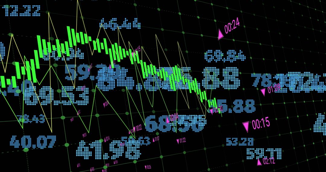 Digital Illustration of Financial Data with Market Trends