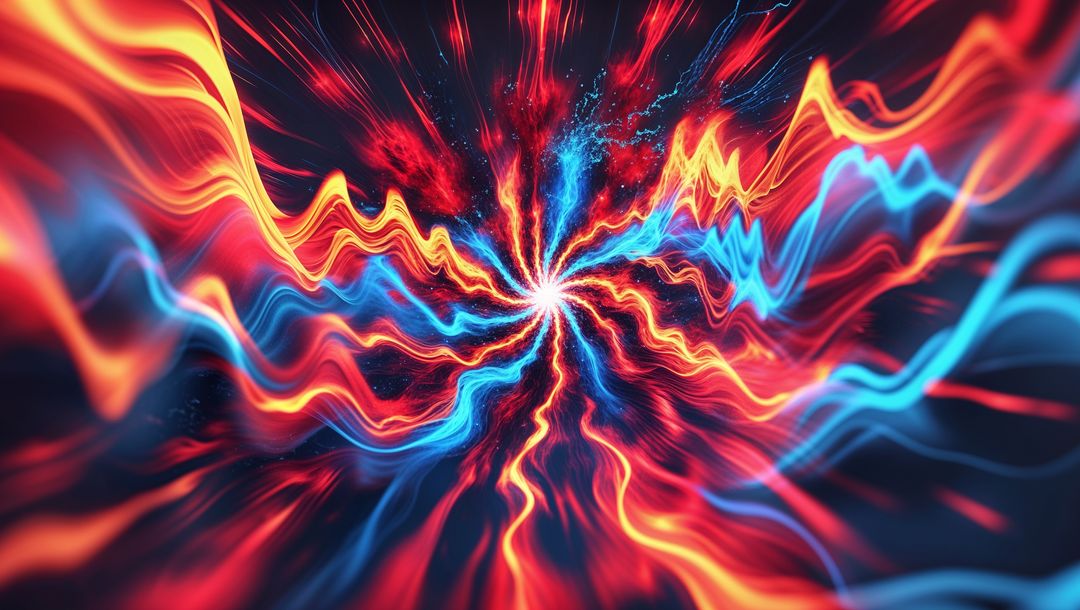 Abstract Vortex of Red and Blue Energy Light in Dark Space