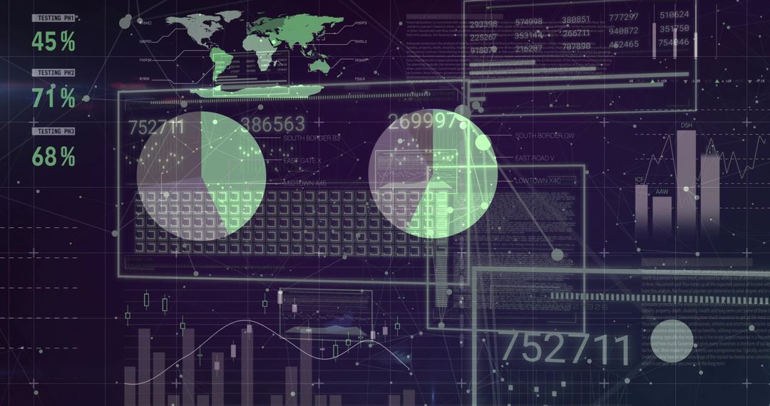 Futuristic Analytics Dashboard Interface with Charts