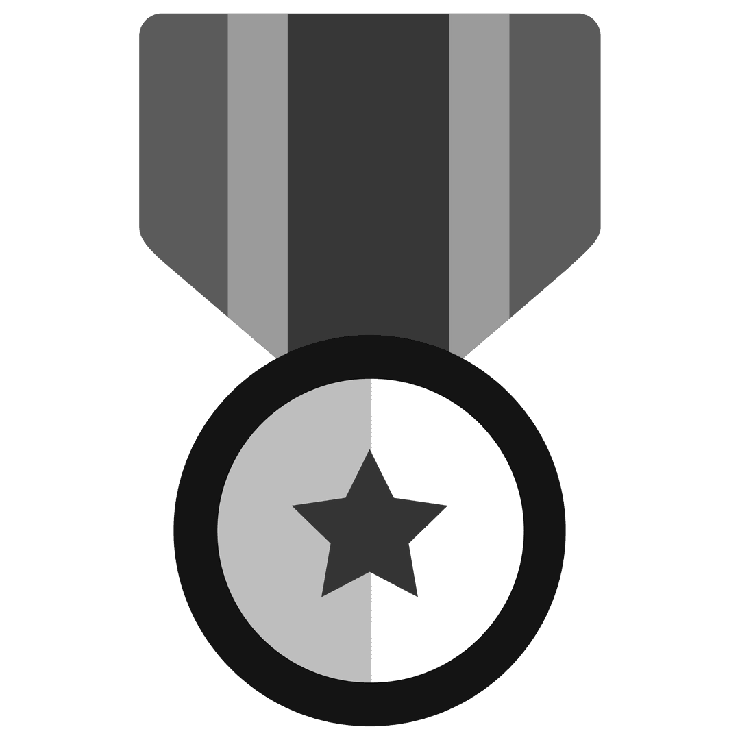Transparent Achievement Badge with Star Icon in Black and Gray