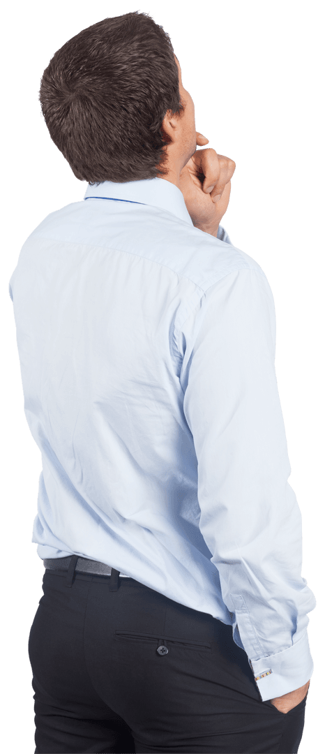 Thoughtful Businessman Pondering Solution Transparent Background